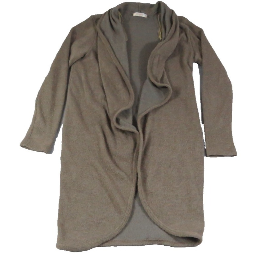A'GACI Open Front Cardigan Women Taupe Drape Long USA Acrylic Blend 18x33.5